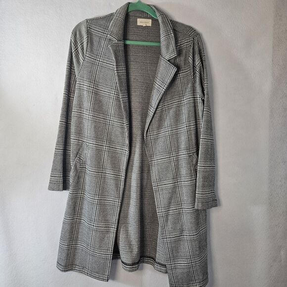 MELLODAY Black & White Houndstooth Blazer Sz S Unlined L/s Pockets Open - Picture 1 of 8
